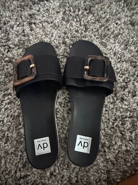 DV by Dolce Vita Black Slide Mules with Tortoiseshell Buckle